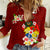 Personalized Tonga Women Casual Shirt Coat Of Arms Plumeria With Ngatu Pattern LT05 Female Red - Polynesian Pride