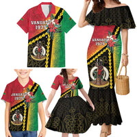 Happy Vanuatu Constitution Day Family Matching Mermaid Dress and Hawaiian Shirt Flag Style With Sand Drawing Pattern LT05 - Polynesian Pride