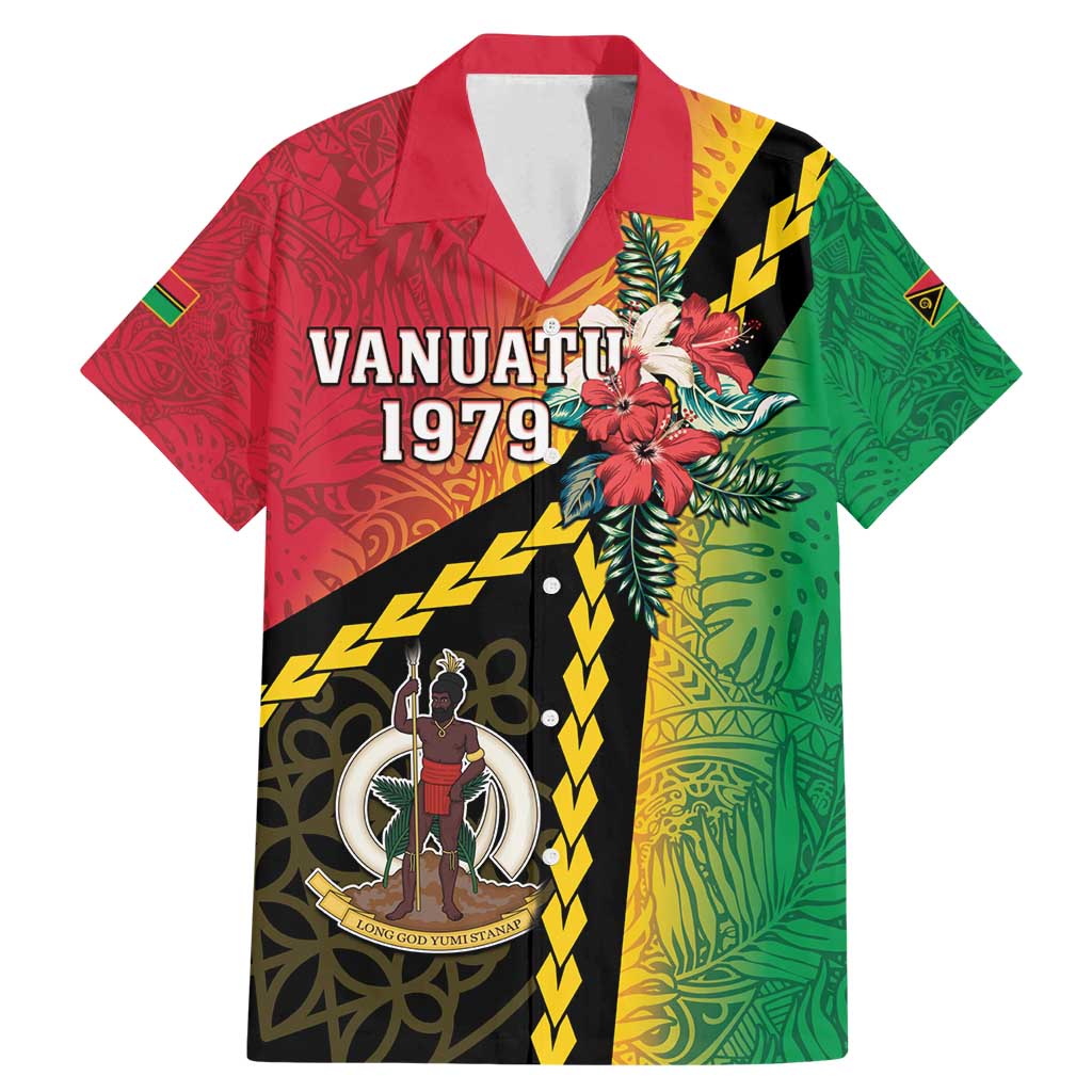 Happy Vanuatu Constitution Day Family Matching Mermaid Dress and Hawaiian Shirt Flag Style With Sand Drawing Pattern LT05 Dad's Shirt - Short Sleeve Red - Polynesian Pride