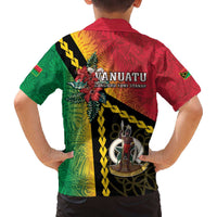 Happy Vanuatu Constitution Day Family Matching Off Shoulder Short Dress and Hawaiian Shirt Flag Style With Sand Drawing Pattern LT05 - Polynesian Pride