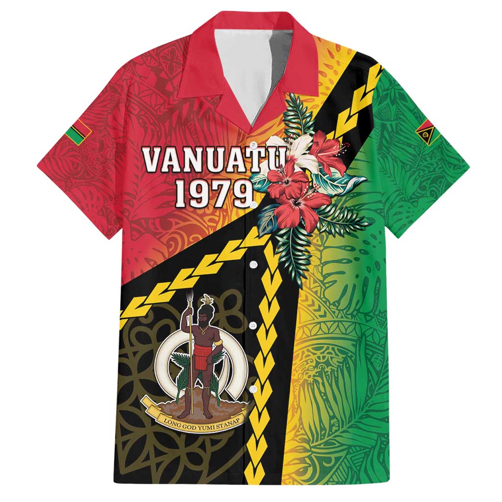 Happy Vanuatu Constitution Day Family Matching Short Sleeve Bodycon Dress and Hawaiian Shirt Flag Style With Sand Drawing Pattern LT05 Dad's Shirt - Short Sleeve Red - Polynesian Pride