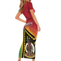Happy Vanuatu Constitution Day Family Matching Short Sleeve Bodycon Dress and Hawaiian Shirt Flag Style With Sand Drawing Pattern LT05 - Polynesian Pride