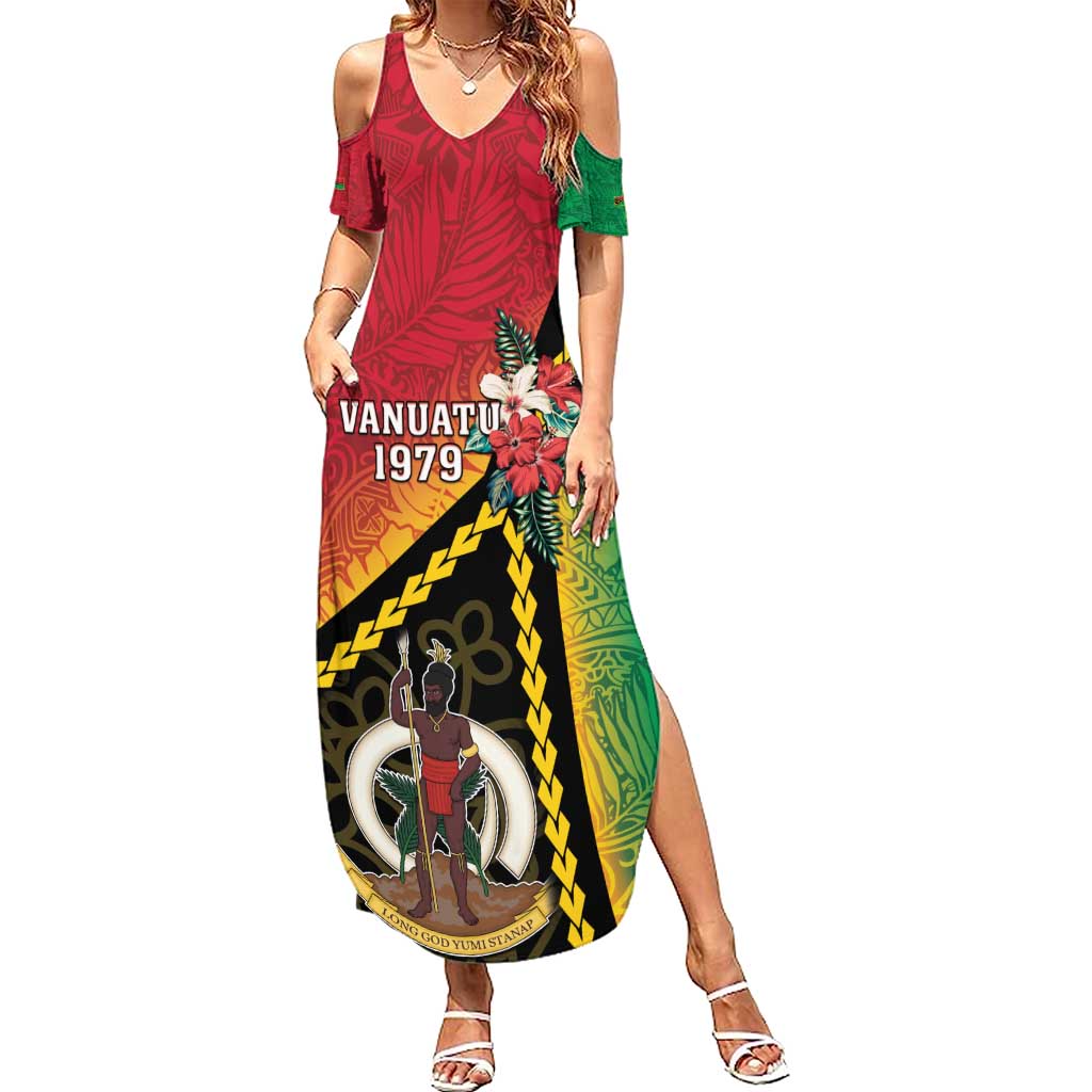 Happy Vanuatu Constitution Day Family Matching Summer Maxi Dress and Hawaiian Shirt Flag Style With Sand Drawing Pattern LT05 Mom's Dress Red - Polynesian Pride
