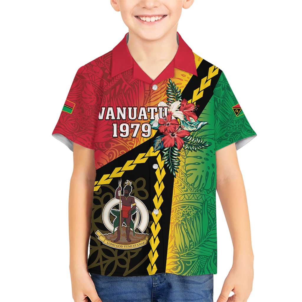 Happy Vanuatu Constitution Day Family Matching Summer Maxi Dress and Hawaiian Shirt Flag Style With Sand Drawing Pattern LT05 Son's Shirt Red - Polynesian Pride