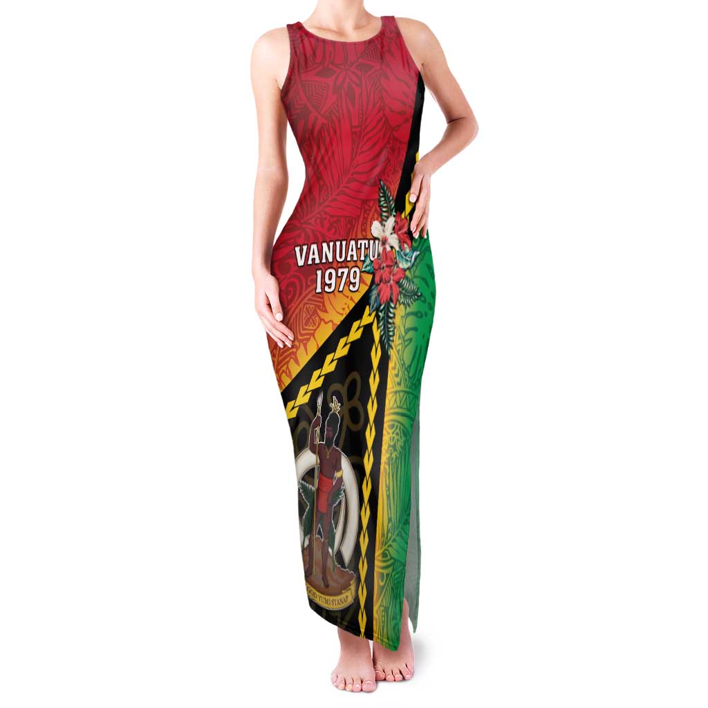 Happy Vanuatu Constitution Day Family Matching Tank Maxi Dress and Hawaiian Shirt Flag Style With Sand Drawing Pattern LT05 Mom's Dress Red - Polynesian Pride