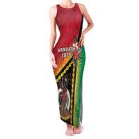 Happy Vanuatu Constitution Day Family Matching Tank Maxi Dress and Hawaiian Shirt Flag Style With Sand Drawing Pattern LT05 Mom's Dress Red - Polynesian Pride