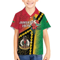Happy Vanuatu Constitution Day Family Matching Tank Maxi Dress and Hawaiian Shirt Flag Style With Sand Drawing Pattern LT05 Son's Shirt Red - Polynesian Pride