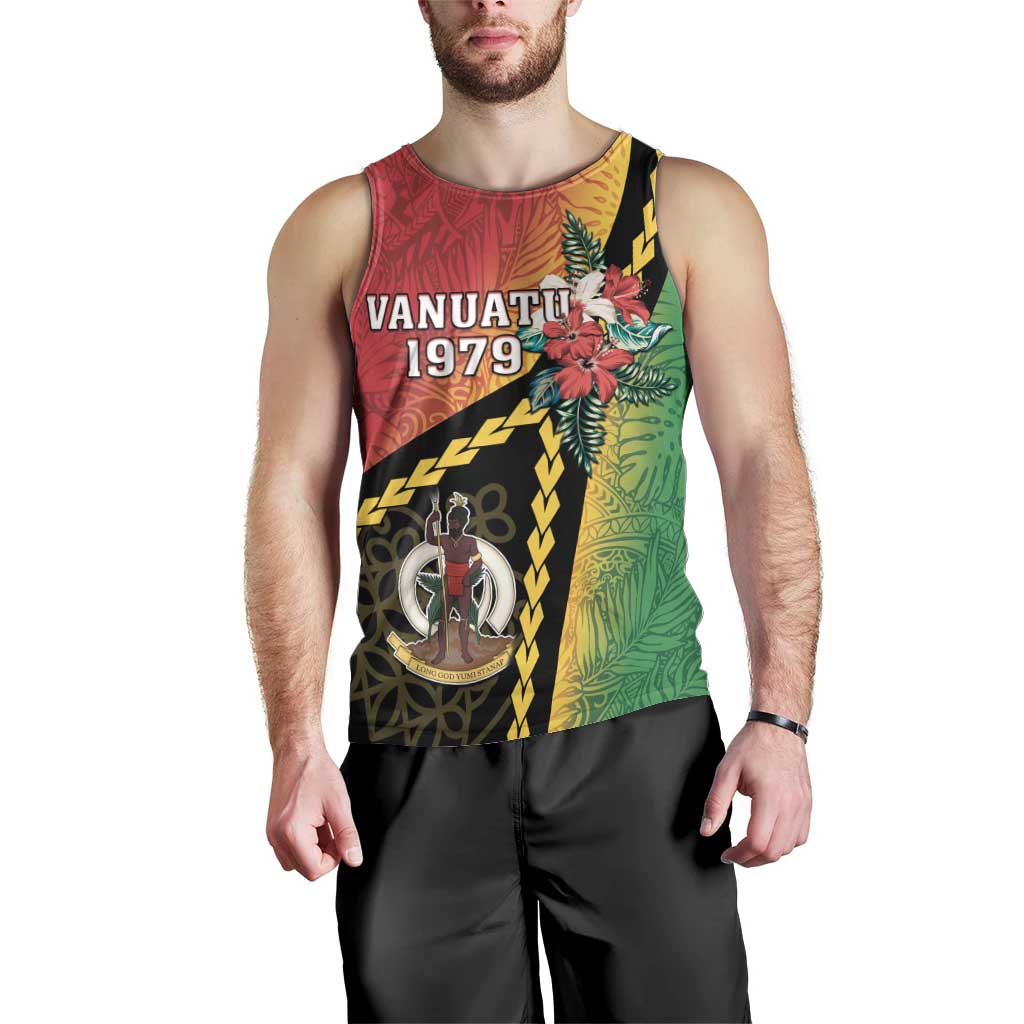 Happy Vanuatu Constitution Day Men Tank Top Flag Style With Sand Drawing Pattern