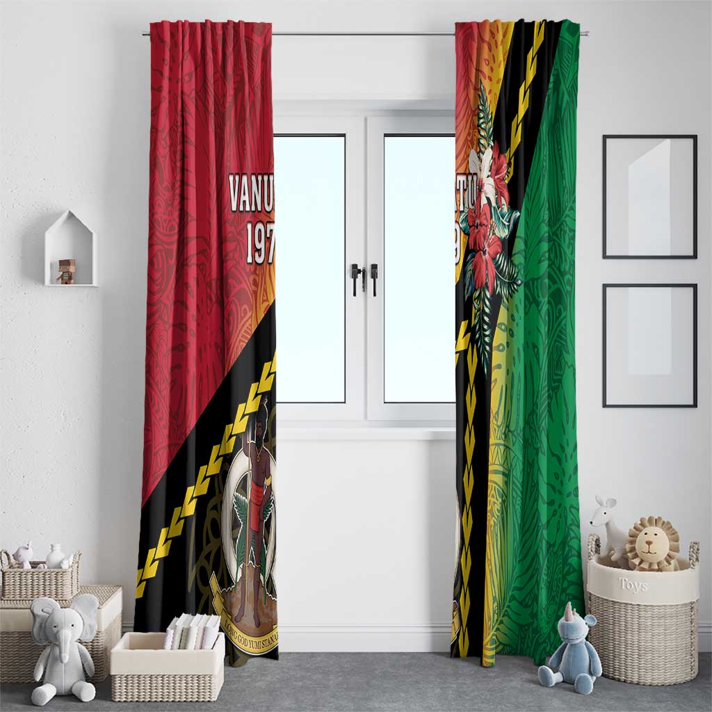 Happy Vanuatu Constitution Day Window Curtain Flag Style With Sand Drawing Pattern