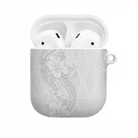 Tokelau White Sunday AirPods Case Elegant Hibiscus Polynesian Tribal Pattern LT05 White - Polynesian Pride
