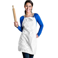 Tokelau White Sunday Apron Elegant Hibiscus Polynesian Tribal Pattern LT05 - Polynesian Pride