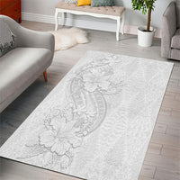 Tokelau White Sunday Area Rug Elegant Hibiscus Polynesian Tribal Pattern LT05 - Polynesian Pride