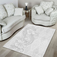 Tokelau White Sunday Area Rug Elegant Hibiscus Polynesian Tribal Pattern LT05 - Polynesian Pride
