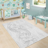 Tokelau White Sunday Area Rug Elegant Hibiscus Polynesian Tribal Pattern LT05 - Polynesian Pride