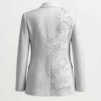 Tokelau White Sunday Blazer Elegant Hibiscus Polynesian Tribal Pattern LT05 - Polynesian Pride