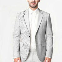 Tokelau White Sunday Blazer Elegant Hibiscus Polynesian Tribal Pattern LT05 - Polynesian Pride