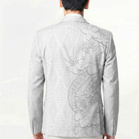 Tokelau White Sunday Blazer Elegant Hibiscus Polynesian Tribal Pattern LT05 - Polynesian Pride
