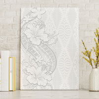 Tokelau White Sunday Canvas Wall Art Elegant Hibiscus Polynesian Tribal Pattern LT05 Without Frame White - Polynesian Pride