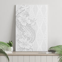 Tokelau White Sunday Canvas Wall Art Elegant Hibiscus Polynesian Tribal Pattern LT05 - Polynesian Pride