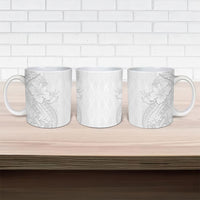 Tokelau White Sunday Ceramic Mug Elegant Hibiscus Polynesian Tribal Pattern LT05 - Polynesian Pride