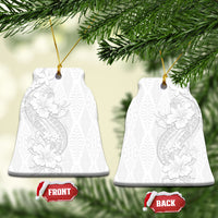 Tokelau White Sunday Ceramic Ornament Elegant Hibiscus Polynesian Tribal Pattern