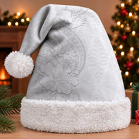 Tokelau White Sunday Christmas Santa Hat Elegant Hibiscus Polynesian Tribal Pattern LT05 With Fur White - Polynesian Pride