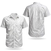 Tokelau White Sunday Couples Matching Puletasi and Hawaiian Shirt Elegant Hibiscus Polynesian Tribal Pattern LT05 - Polynesian Pride
