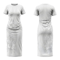 Tokelau White Sunday Couples Matching Short Sleeve Bodycon Dress and Hawaiian Shirt Elegant Hibiscus Polynesian Tribal Pattern LT05 - Polynesian Pride