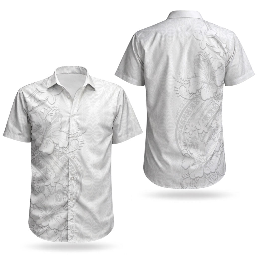 Tokelau White Sunday Couples Matching Summer Maxi Dress and Hawaiian Shirt Elegant Hibiscus Polynesian Tribal Pattern LT05 - Polynesian Pride