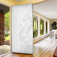 Tokelau White Sunday Door Cover Elegant Hibiscus Polynesian Tribal Pattern LT05 - Polynesian Pride