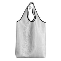 Tokelau White Sunday Grocery Bag Elegant Hibiscus Polynesian Tribal Pattern LT05 - Polynesian Pride