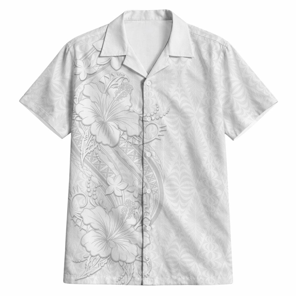 Tokelau White Sunday Hawaiian Shirt Elegant Hibiscus Polynesian Tribal Pattern LT05 White - Polynesian Pride