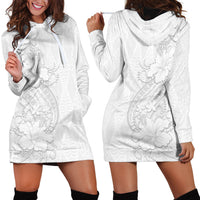 Tokelau White Sunday Hoodie Dress Elegant Hibiscus Polynesian Tribal Pattern LT05 - Polynesian Pride
