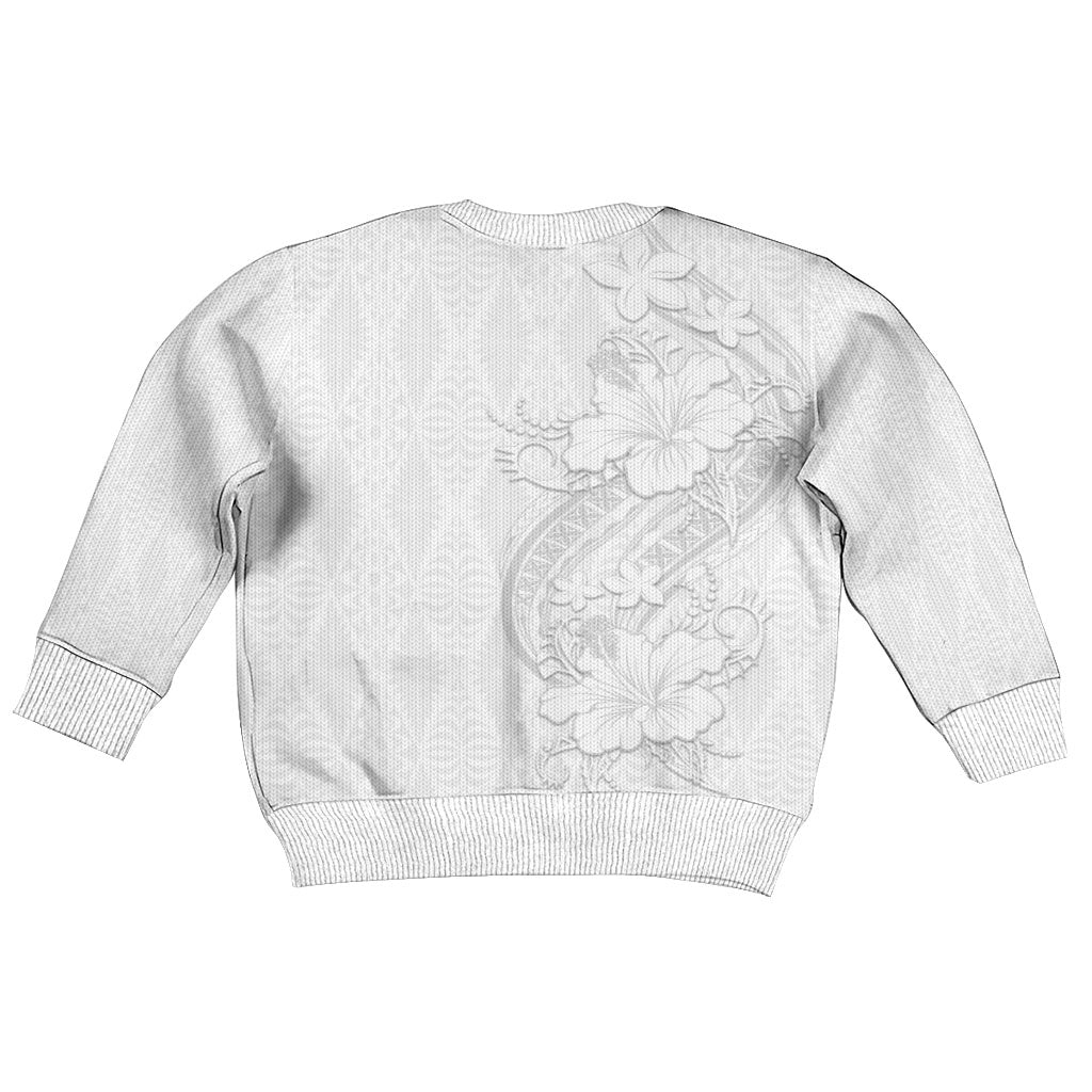 Tokelau White Sunday Kid Ugly Christmas Sweater Elegant Hibiscus Polynesian Tribal Pattern LT05 - Polynesian Pride