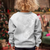 Tokelau White Sunday Kid Ugly Christmas Sweater Elegant Hibiscus Polynesian Tribal Pattern LT05 - Polynesian Pride