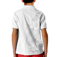 Tokelau White Sunday Kid Polo Shirt Elegant Hibiscus Polynesian Tribal Pattern LT05 - Polynesian Pride