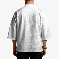Tokelau White Sunday Kimono Elegant Hibiscus Polynesian Tribal Pattern LT05 - Polynesian Pride