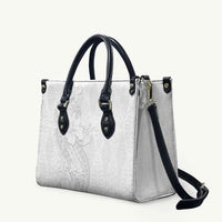 Tokelau White Sunday Leather Bag Elegant Hibiscus Polynesian Tribal Pattern LT05 White - Polynesian Pride
