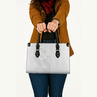 Tokelau White Sunday Leather Bag Elegant Hibiscus Polynesian Tribal Pattern LT05 - Polynesian Pride