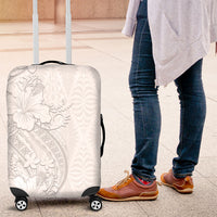 Tokelau White Sunday Luggage Cover Elegant Hibiscus Polynesian Tribal Pattern LT05 White - Polynesian Pride