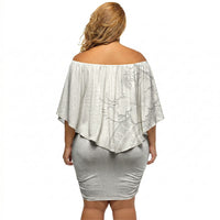Tokelau White Sunday Off Shoulder Short Dress Elegant Hibiscus Polynesian Tribal Pattern LT05 - Polynesian Pride