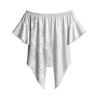 Tokelau White Sunday Off Shoulder Wrap Waist Top Elegant Hibiscus Polynesian Tribal Pattern LT05 - Polynesian Pride
