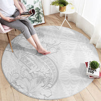 Tokelau White Sunday Round Carpet Elegant Hibiscus Polynesian Tribal Pattern LT05 - Polynesian Pride