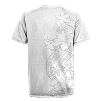 Tokelau White Sunday Rugby Jersey Elegant Hibiscus Polynesian Tribal Pattern LT05 - Polynesian Pride