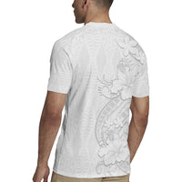 Tokelau White Sunday Rugby Jersey Elegant Hibiscus Polynesian Tribal Pattern LT05 - Polynesian Pride