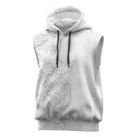 Tokelau White Sunday Sleeveless Hoodie Elegant Hibiscus Polynesian Tribal Pattern LT05 White - Polynesian Pride