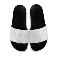 Tokelau White Sunday Slide Sandals Elegant Hibiscus Polynesian Tribal Pattern LT05 White - Polynesian Pride