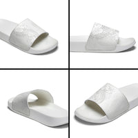 Tokelau White Sunday Slide Sandals Elegant Hibiscus Polynesian Tribal Pattern LT05 - Polynesian Pride