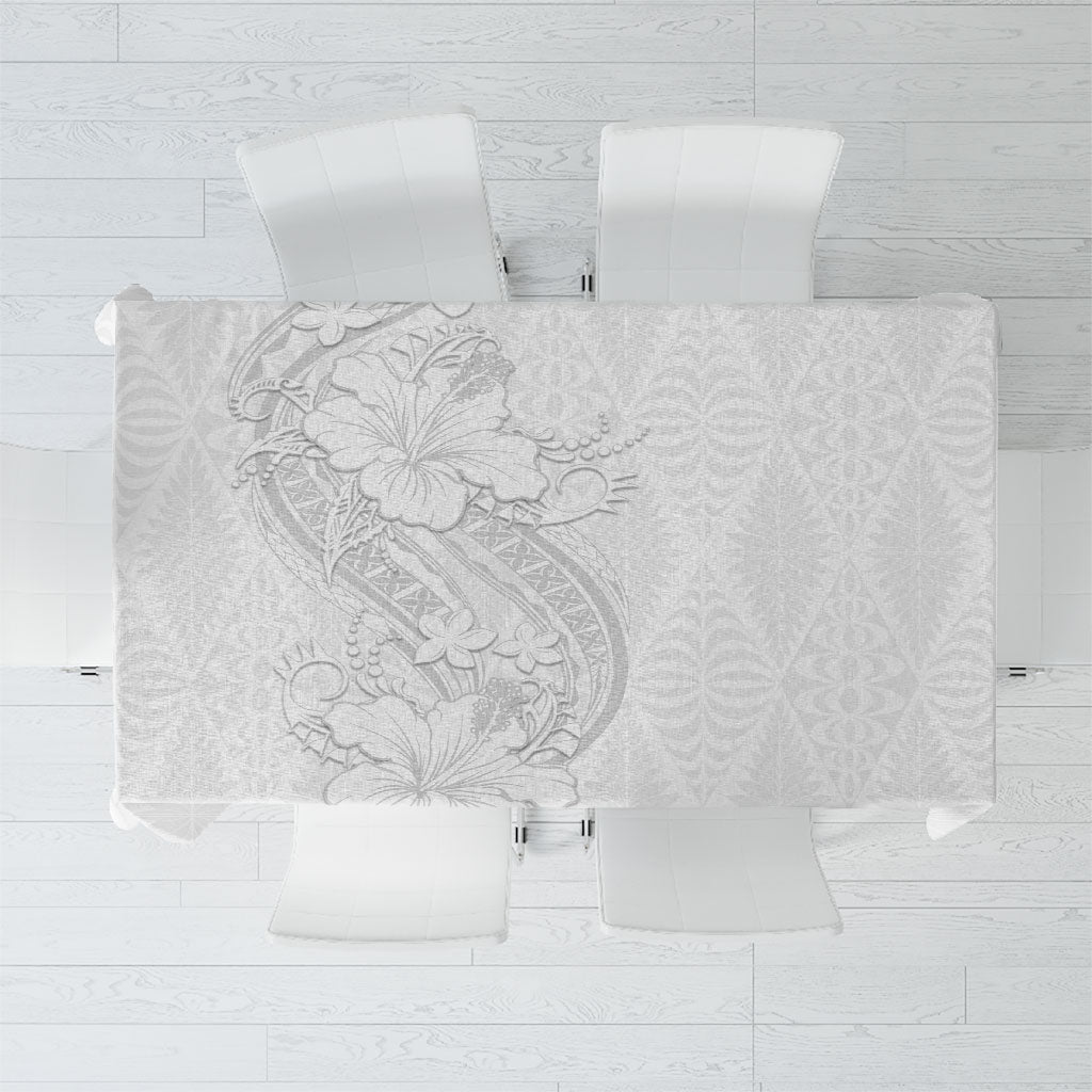 Tokelau White Sunday Tablecloth Elegant Hibiscus Polynesian Tribal Pattern LT05 White - Polynesian Pride