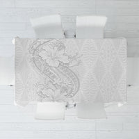 Tokelau White Sunday Tablecloth Elegant Hibiscus Polynesian Tribal Pattern LT05 White - Polynesian Pride